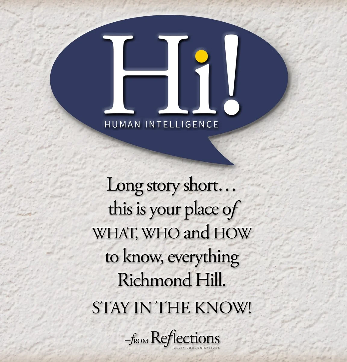 Hi from Reflections masthead — Hi! Human Intelligence